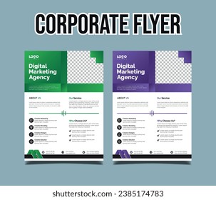 Modern Real Estate Business Flyer Design, Two Color, Vector Template, A4 Size, Teal Orange Color, Shape Layout.