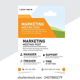 Modern Real Estate Business Flyer Design, Two Color, Vector Template, A4 Size, Teal Orange Color, Shape Layout.