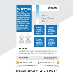 Modern Real Estate Business Flyer Design, Two Color, Vector Template, A4 Size, Teal Orange Color, Shape Layout.