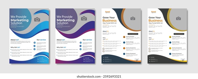 Modern Real Estate Business Flyer Design, 4 Color, Vector Template, A4 Size, Teal Orange Color, Shape Layout.