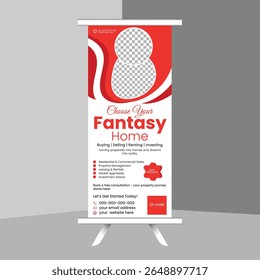Modern Real estate Business Pull up banner template design. Clean, Professional and editable vector design. latest and elegant design.