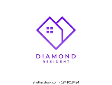 Modern Real Estate with company diamond concept Logo. Building, Construction Working Industry logo concept Icon. Residential contractor, General Contractor.
