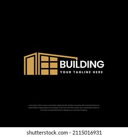 Modern Real Estate Company Logo. Building Construction Industrial Works Logo On Dark Background, Concept Icon.symbol,icon,design Template