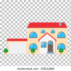 Modern real estate, concept building exterior. Family house, Isolated icon in flat design style.