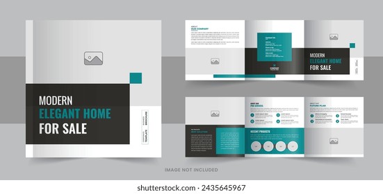 Modern real estate, construction, renovation, home selling business square trifold brochure template or real estate square trifold brochure layout