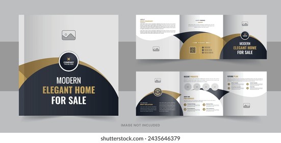 Modern real estate, construction, renovation, home selling business square trifold brochure template or real estate square trifold brochure. Real estate trifold brochure template design