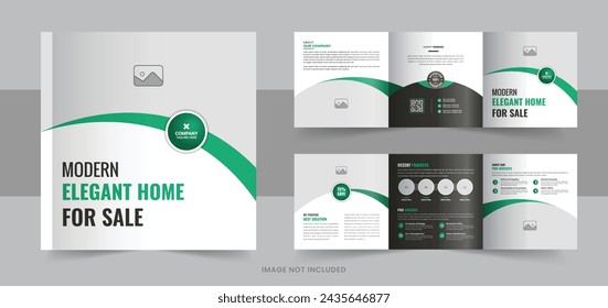 Modern real estate, construction, renovation, home selling business square trifold brochure template or real estate square trifold brochure. Construction and renovation trifold brochure template