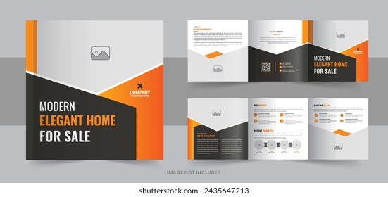 Modern real estate, construction, renovation, home selling business square trifold brochure template or real estate square trifold brochure layout. Professional elegant real estate trifold brochure