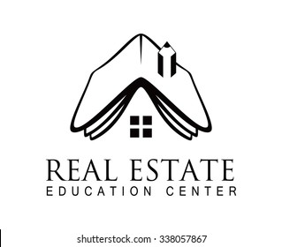 Modern real estate education logo. Realty vector design. Property logo.