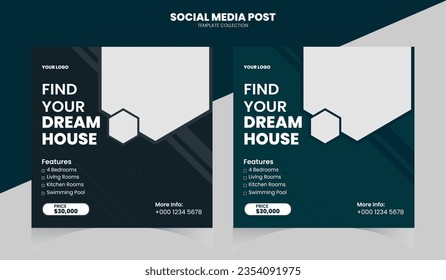 Modern real estate Facebook and Instagram post template