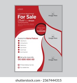 Modern real estate flyer, brochure design template with 2 color. Minimal and colorful real estate flyer brochure design template with abstract background.