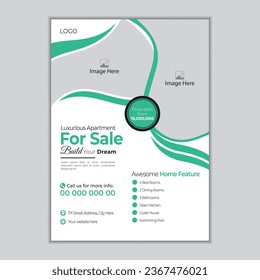 Modern real estate flyer, brochure design template with 2 color. Minimal and colorful real estate flyer brochure design template with abstract background.
