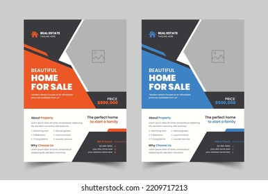 Modern real estate flyer design or elegant home for sale Flyer design template