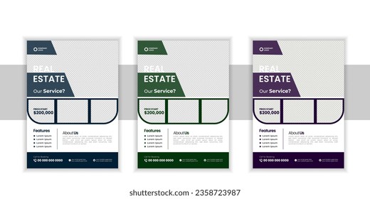 diseño moderno de volante inmobiliario, diseño de volante de casa corporativa vectorial a4 plantilla.