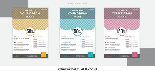 Design de panfleto imobiliário moderno perfeito para listagens de propriedades, vendas de casas e promoções de agências imobiliárias. Totalmente editável, pronto para impressão e ideal para marketing profissional.

