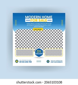 Modern real estate home for sale social media post design