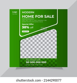 Modern Real Estate Home for sale or social media post template. Housing buy and sell, Editable Post, Property home sale, square editable banner. 