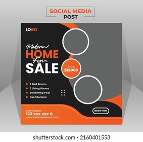 Modern real estate home sale social media post design for ads business company banner