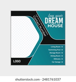 Modern Real estate home sale social media post banner design template