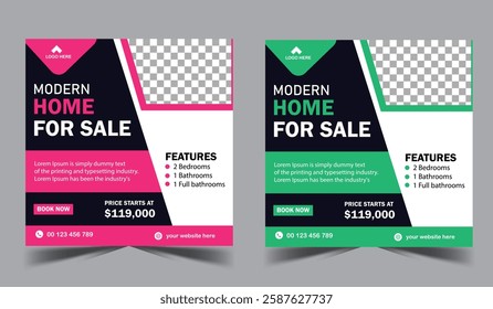 Modern real estate home sale social media post design