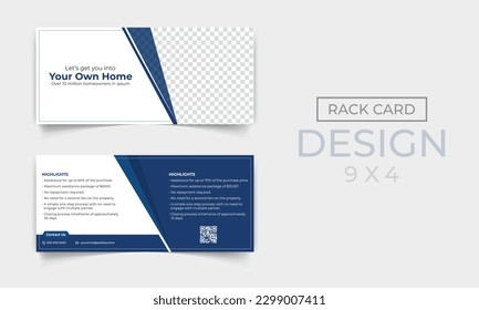 Modern Real estate Horizontal Rack card design template for business, homeowner, officer, seller