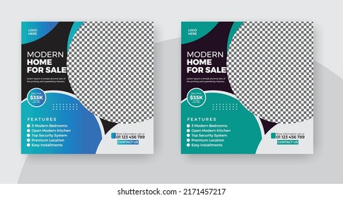 Modern real estate house property social media instagram post or web banner Design