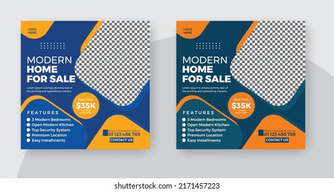 Modern real estate house property social media instagram post or web banner Design