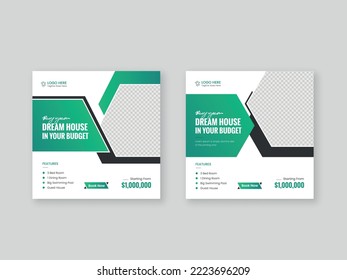 Modern real estate house property sale banner design template
