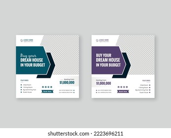 Modern real estate house property sale banner design template