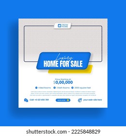 Modern real estate house property sale social media post banner template and home sale square banner, flyer or poster template design