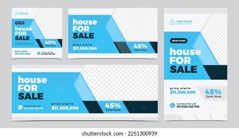 Modern Real estate house property business social media post home sale facebook promotion cover header web banner Editable story advertising discount template Vertical Horizontal Square ads Design Set