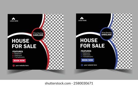 Modern Real estate house sale and home rent advertising square Social media post and corporate promotion ads discount web banner.