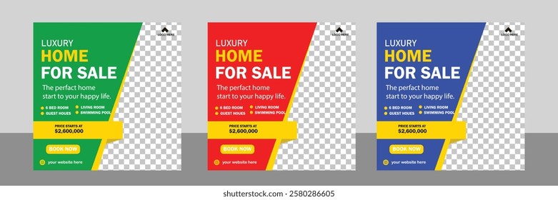 Modern Real estate house sale and home rent advertising square Social media post and promotion ads discount banner