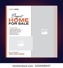 Modern real estate house social media post or square banner template