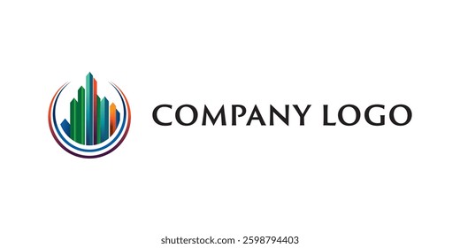 Modern Real Estate Logo – Abstract City Skyline Design for Corporate Branding, Colorful Skyscraper Logo – Professional Business Identity for Architecture and Construction, Urban Skyline Icon.