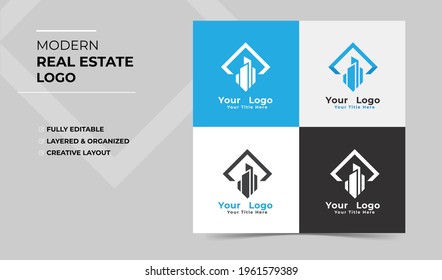 Modern Real Estate Logo. Construction Company Logo Template. Vector Logo