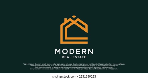 Modern real estate logo design template with house icon and creative concept Premium Vector