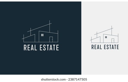 Modern real estate logo design vector line art