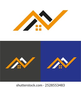 Modern Real Estate Logo Design with House Symbol With Initial NA. Contemporary logo featuring bold geometric shapes and a stylized house. Ideal for real estate or property businesses seeking a modern