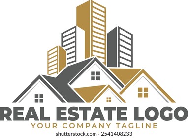 Modern Real Estate Logo Design, Real Estate Logo Template, Residential and Commercial Real Estate Logo Design Illustration