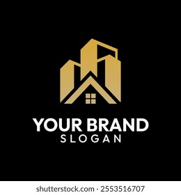 Modern Real Estate Logo Design with Gold Accents