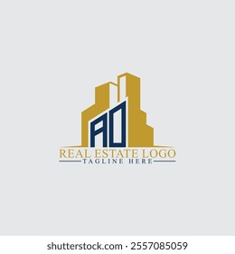 Modern Real Estate Logo Design with Building Silhouettes