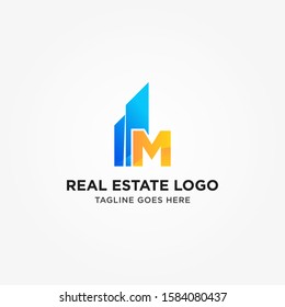 Modern Real Estate Logo With Initial Letter M for your business. Vector Illustration Symbol of Real Estate