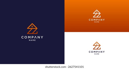 Modern Real Estate Logo with Letter Z and House Symbol