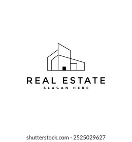 Modern real estate logo line vector