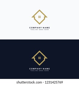 Modern Real Estate Logo. Minimalist House Roof Icon for Property and Rentals.