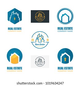 Modern Real Estate Logo Set Template. Creative Home Logo Icon Design Vector Illustration