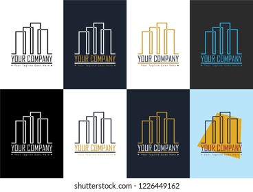 Modern real estate logo with several color combination samples