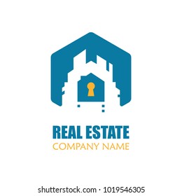 Modern Real Estate Logo Template Vector Illustration. Creative Abstract Home Logo for Apartment, House, Property Development, Construction, Business Card