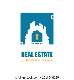Modern Real Estate Logo Template Vector Illustration. Creative Abstract Home Logo for Apartment, House, Property Development, Construction, Business Card